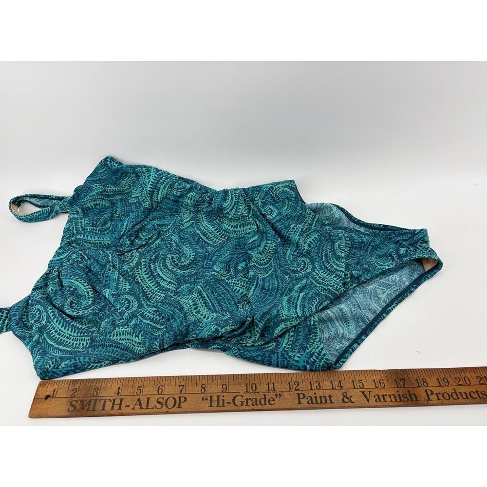 Lands End SlenderSuit Carmela One Piece Swimsuit Turquoise Paisley Plus Size 12 - Picture 8 of 8